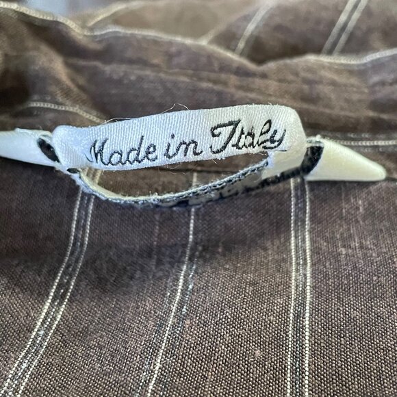 Marina Rinaldi Brown Striped Linen Cotton Button-Up Maxi Dress Made In Italy u - Picture 4 of 12